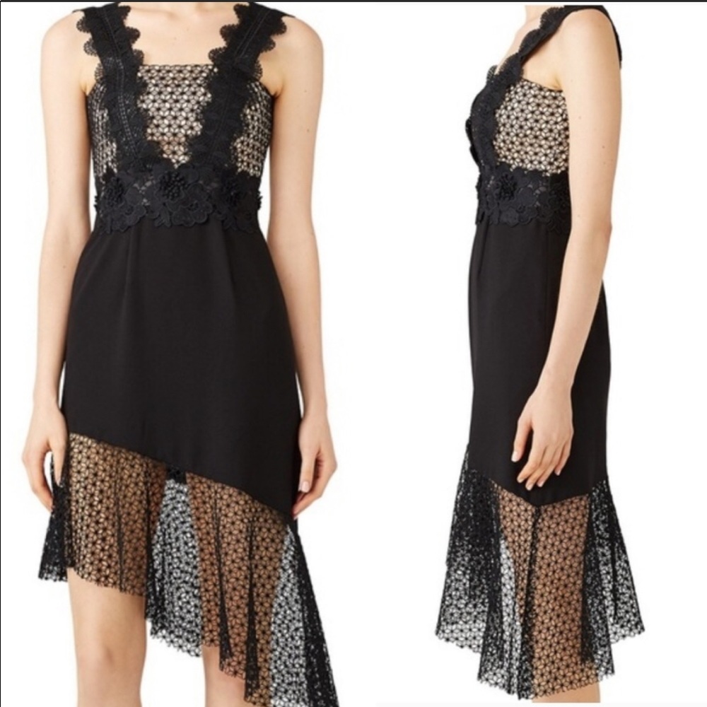 Unitedwood Black Asymmetrical Lace Cocktail Dress